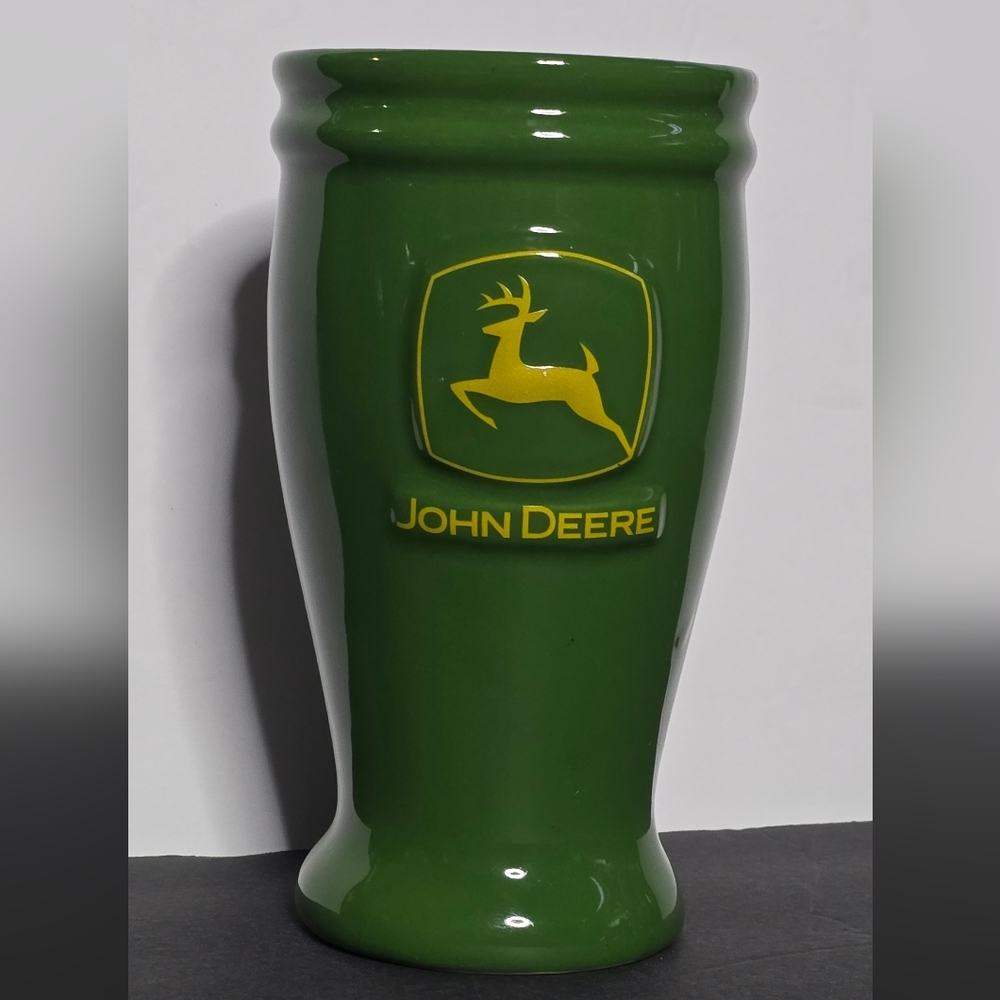 John Deere Green Ceramic 20 Ounce Beer Glass Tumbler